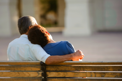 park bench couple